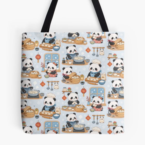 Item preview, Panda Winter Dumpling Kitchen Pattern designed and sold by Soft Berry Studio.