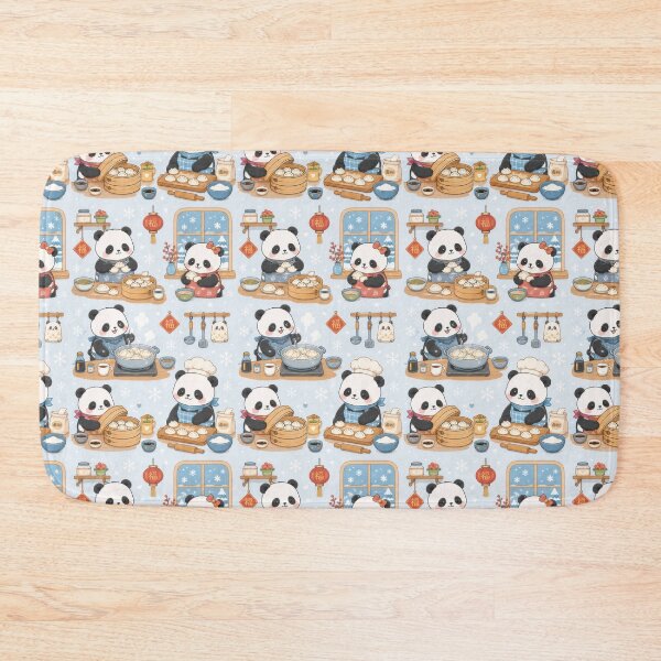 Item preview, Panda Winter Dumpling Kitchen Pattern designed and sold by Soft Berry Studio.