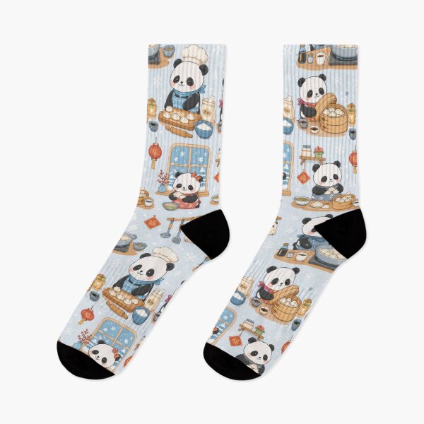 Item preview, Panda Winter Dumpling Kitchen Pattern designed and sold by Soft Berry Studio.