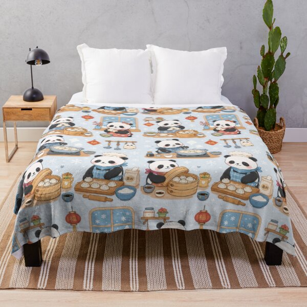 Item preview, Panda Winter Dumpling Kitchen Pattern designed and sold by Soft Berry Studio.