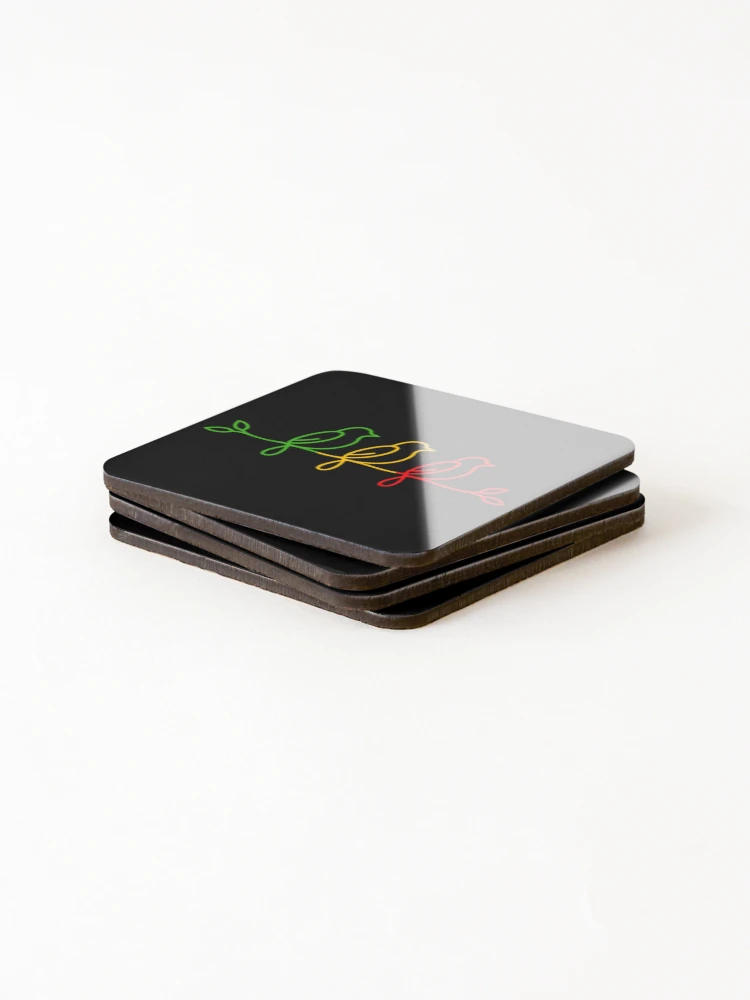 Thumbnail 4 of 5, Coasters (Set of 4), Three Little Rasta Reggae Birds designed and sold by RastaColors.