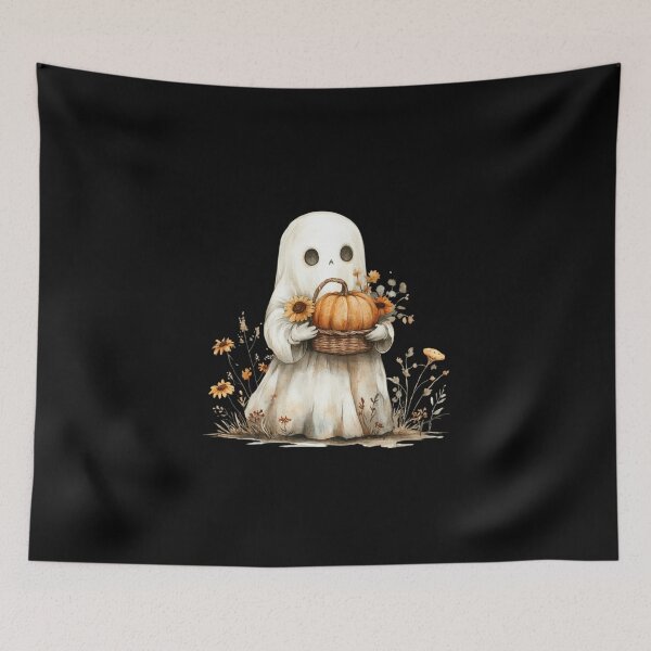 Item preview, Ghost with Pumpkin Basket designed and sold by Hillonmary.