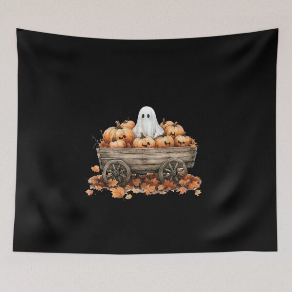 Item preview, Ghost and Pumpkins in Rustic Cart designed and sold by Hillonmary.
