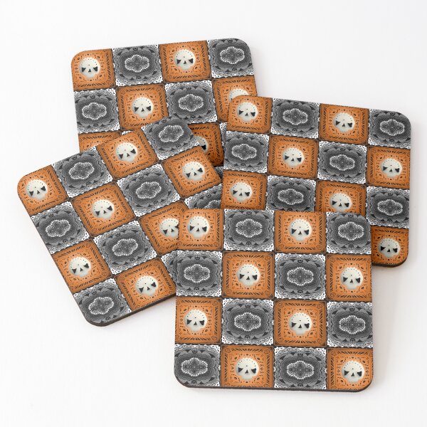 Item preview, Skull Granny Square - Black & Orange designed and sold by Moonlit Datura.