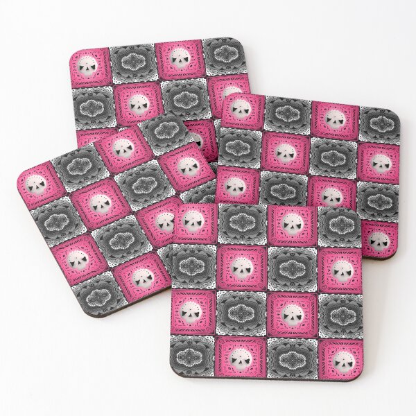 Item preview, Skull Granny Square - Black & Pink designed and sold by Moonlit Datura.