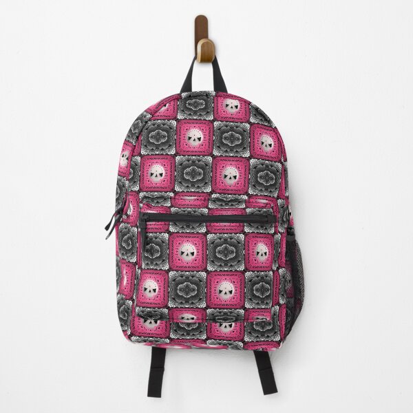 Item preview, Skull Granny Square - Black & Pink designed and sold by Moonlit Datura.