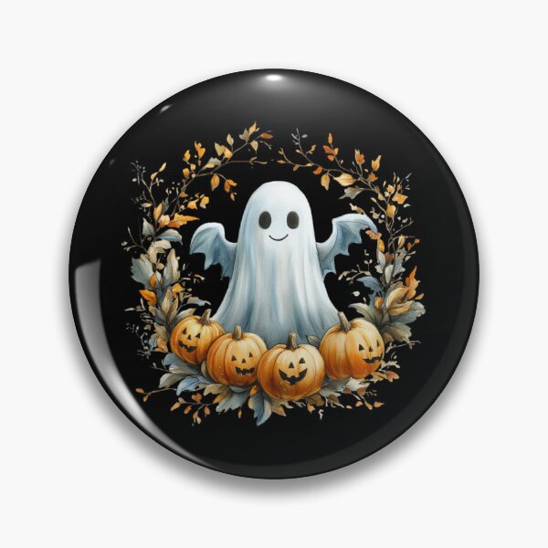 Item preview, Cheerful Ghost with Pumpkin Circle designed and sold by Hillonmary.