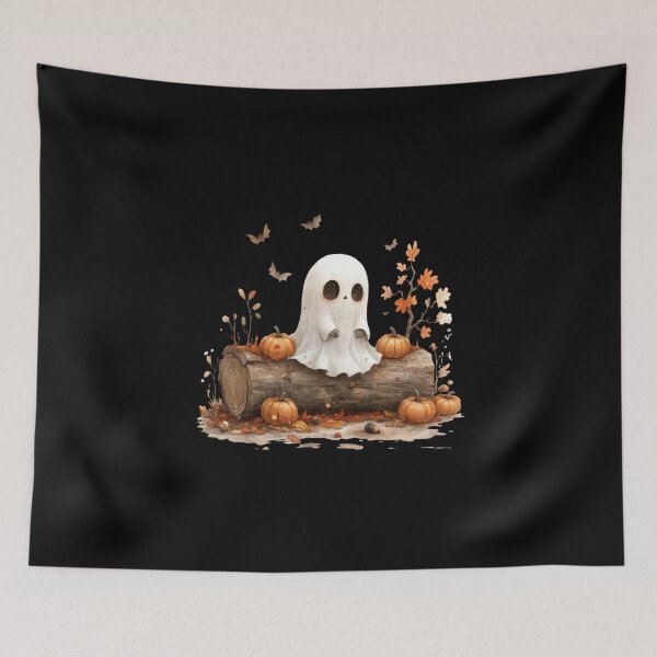 Item preview, Cute Ghost with Autumn Pumpkins designed and sold by Hillonmary.