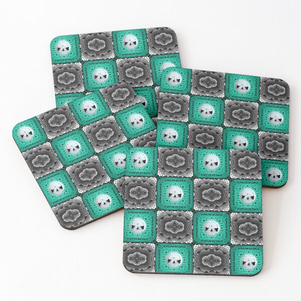 Item preview, Skull Granny Square - Black & Aqua designed and sold by Moonlit Datura.