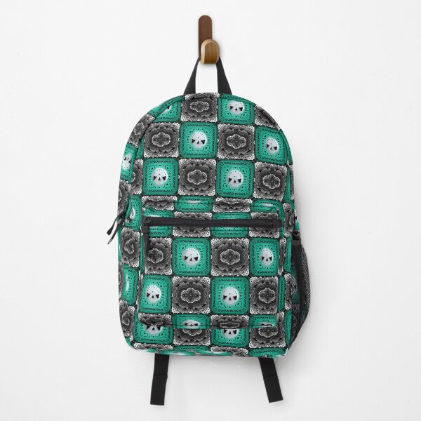 Item preview, Skull Granny Square - Black & Aqua designed and sold by Moonlit Datura.