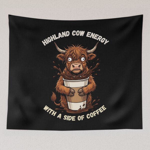 Item preview, Highland Cow Energy With A Side Of Coffee Meme Gift designed and sold by LeSoniPapaPrint.