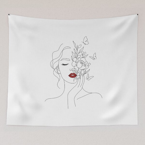 Item preview, Floral Woman Face Illustration designed and sold by Nitta Studio.