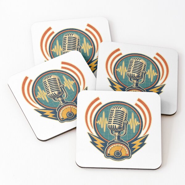 Item preview, Retro Broadcast Microphone and Radio Waveform designed and sold by Moni50 Studio.