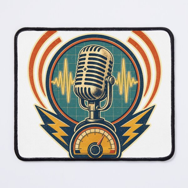 Item preview, Retro Broadcast Microphone and Radio Waveform designed and sold by Moni50 Studio.