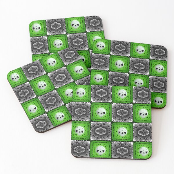Item preview, Skull Granny Square - Black & Neon Green designed and sold by Moonlit Datura.