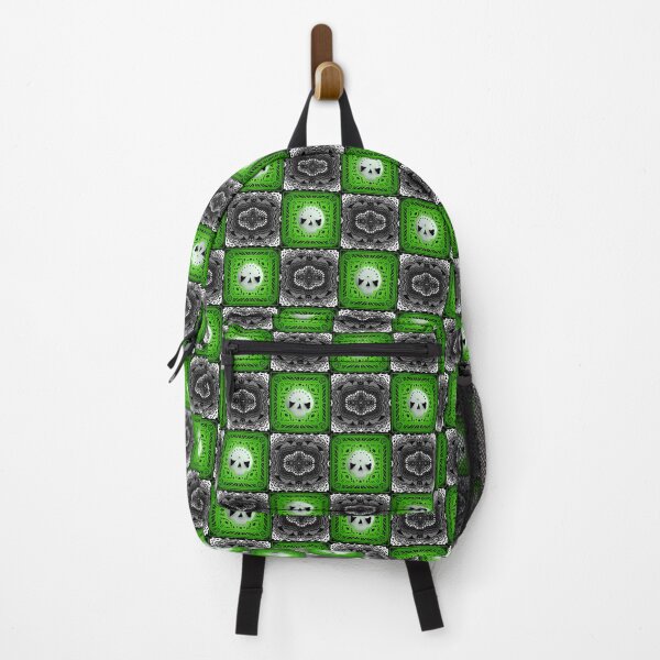 Item preview, Skull Granny Square - Black & Neon Green designed and sold by Moonlit Datura.