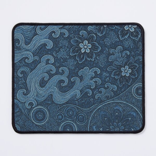 Item preview, Japanese Floral Pattern | Indigo Sashiko Inspired Textile Design | Traditional Washi Style Art Print designed and sold by RickE.