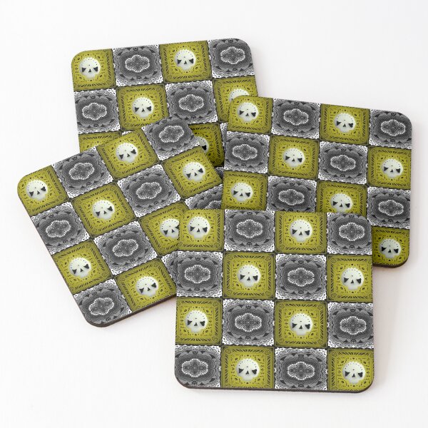 Item preview, Skull Granny Square - Black & Yellow designed and sold by Moonlit Datura.