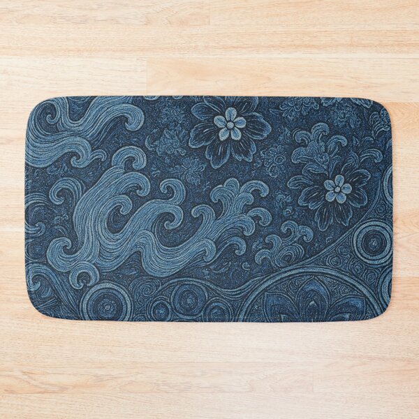 Item preview, Japanese Floral Pattern | Indigo Sashiko Inspired Textile Design | Traditional Washi Style Art Print designed and sold by RickE.