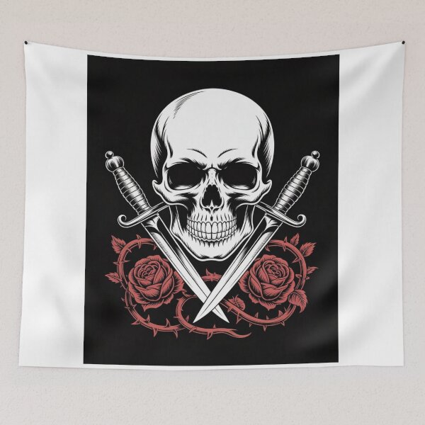 Item preview, Skull Daggers and Red Roses Gothic Tattoo Aesthetic Graphic designed and sold by nova-bloom.