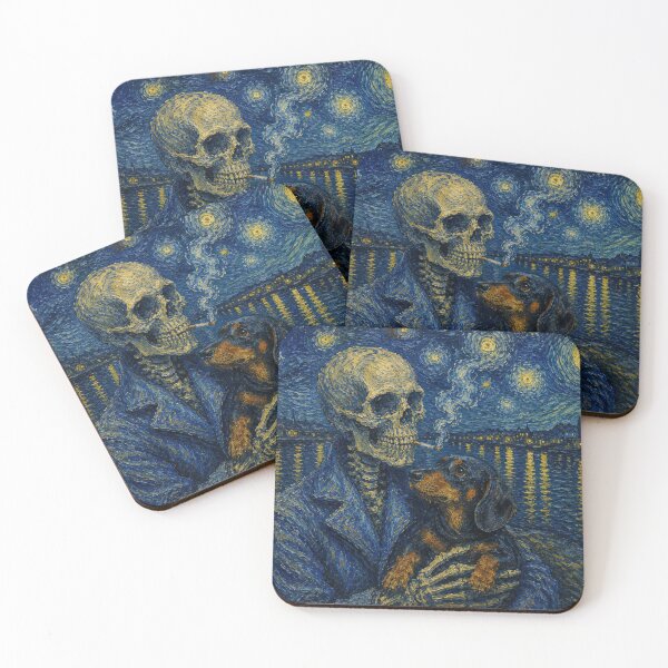 Item preview, Eternal Embrace | Skeleton & Dachshund Dog in a Van Gogh designed and sold by Petsthetic.