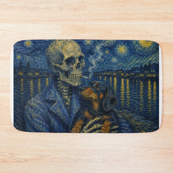 Item preview, Eternal Embrace | Skeleton & Dachshund Dog in a Van Gogh designed and sold by Petsthetic.