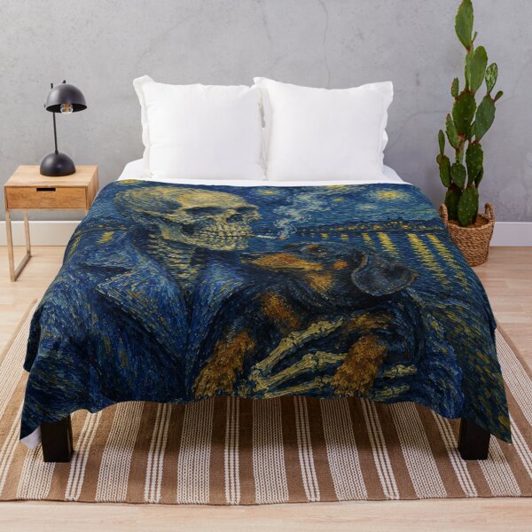 Item preview, Eternal Embrace | Skeleton & Dachshund Dog in a Van Gogh designed and sold by Petsthetic.