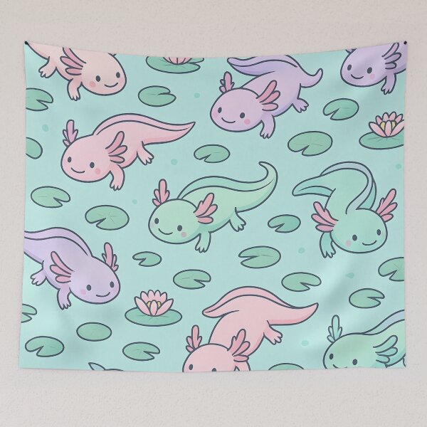 Item preview, Dreamy Axolotls & Water Lilies Seamless Pattern designed and sold by StickyGuys.