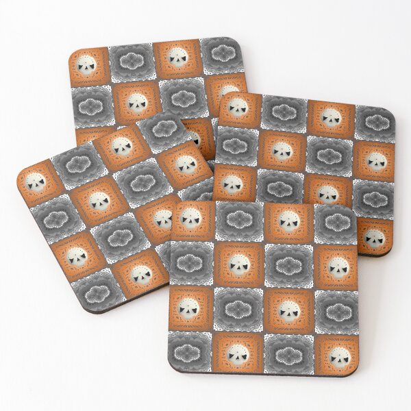 Item preview, Skull Granny Square - Gray & Orange designed and sold by Moonlit Datura.