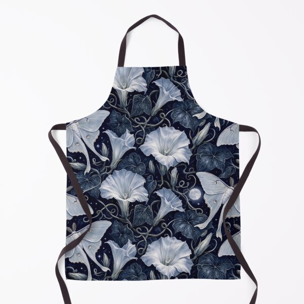 Item preview, Luna Moths and Night Blooming Moonflowers Seamless Pattern | Midnight Indigo designed and sold by StickyGuys.