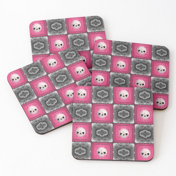 Item preview, Skull Granny Square - Gray & Pink designed and sold by Moonlit Datura.