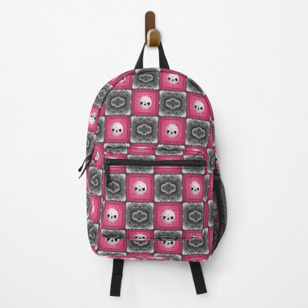 Item preview, Skull Granny Square - Gray & Pink designed and sold by Moonlit Datura.