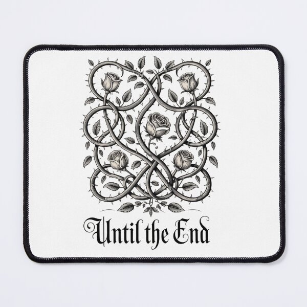 Item preview, Until the End Entwined Thorny Roses Gothic Black and White Art designed and sold by nova-bloom.