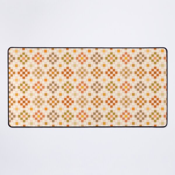 Item preview, Warm earthy autumn geometric faux quilt Cute flower patchwork motif squares designed and sold by Pravokrugulnik.