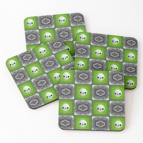 Item preview, Skull Granny Square - Gray & Neon Green designed and sold by Moonlit Datura.