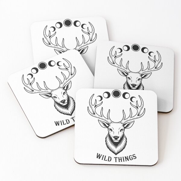 Item preview, Celestial Deer Moon Phases Wild Things Minimalist Black Art designed and sold by nova-bloom.