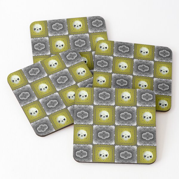 Item preview, Skull Granny Square - Gray & Yellow designed and sold by Moonlit Datura.