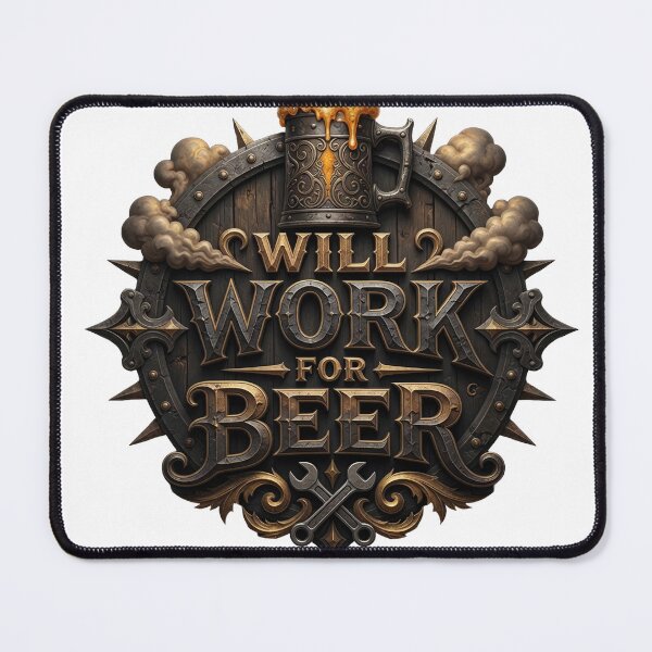Item preview, Iconic WILL WORK FOR BEER designed and sold by dazzlemakers.