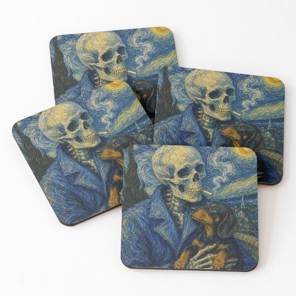 Item preview, Skeleton & Dachshund Dog in a Van Gogh designed and sold by Petsthetic.