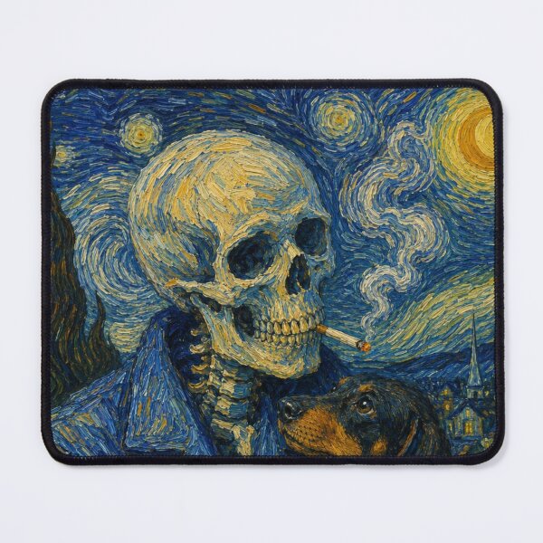 Item preview, Skeleton & Dachshund Dog in a Van Gogh designed and sold by Petsthetic.
