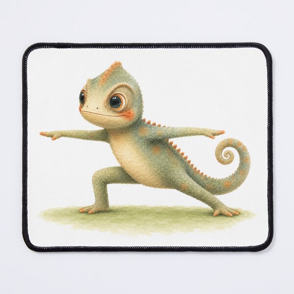 Item preview, Warrior 2 Pose Chameleon Yoga Watercolor Print designed and sold by YogiAnimalArt.
