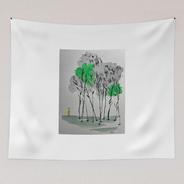 Item preview, Girl in a Yellow Cape in the Woods designed and sold by mbavaresco.
