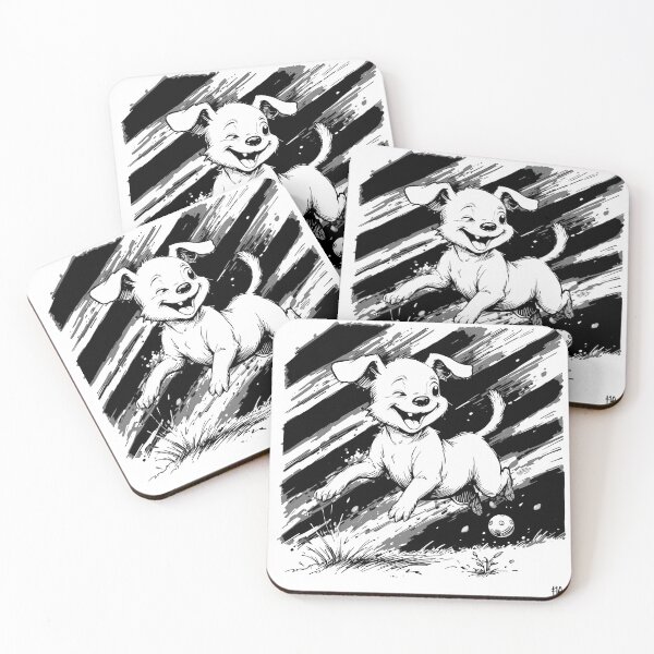 Item preview, Playful Puppy Chasing Ball – Cute Dog Lover Minimalist Line Art designed and sold by PixPixari.
