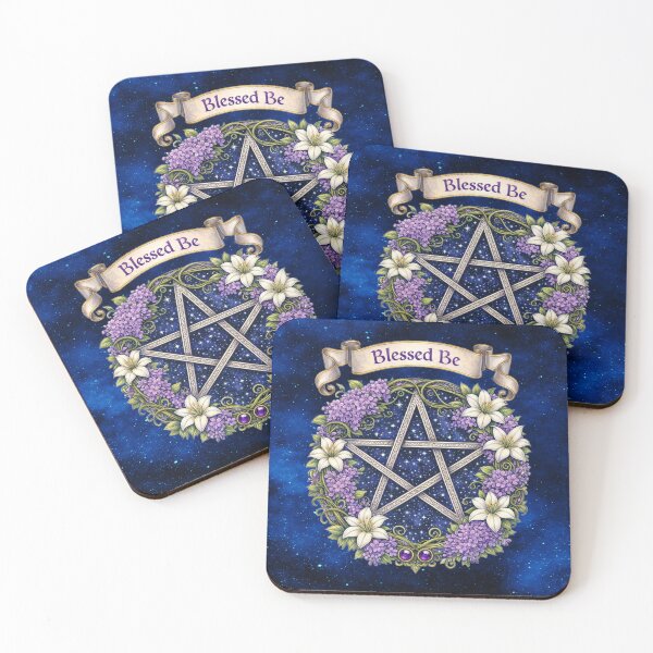 Item preview, Blessed Be Floral Pentacle Wreath designed and sold by MysticOzzy.