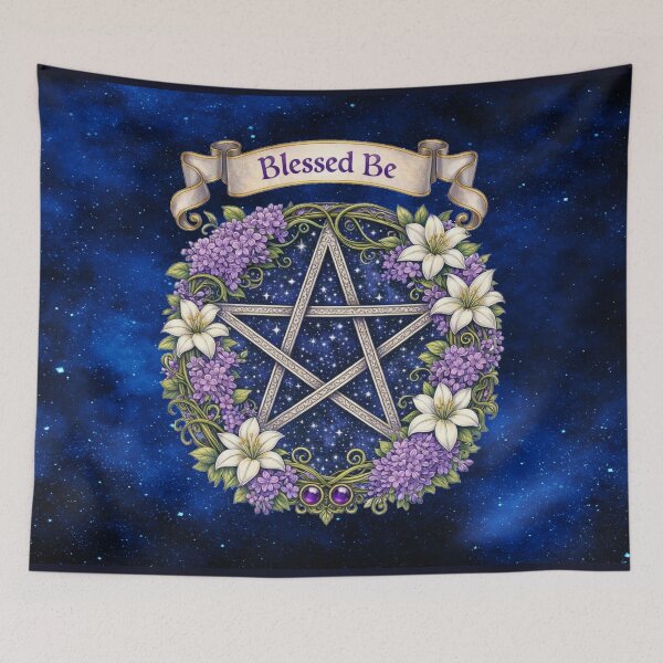 Item preview, Blessed Be Floral Pentacle Wreath designed and sold by MysticOzzy.