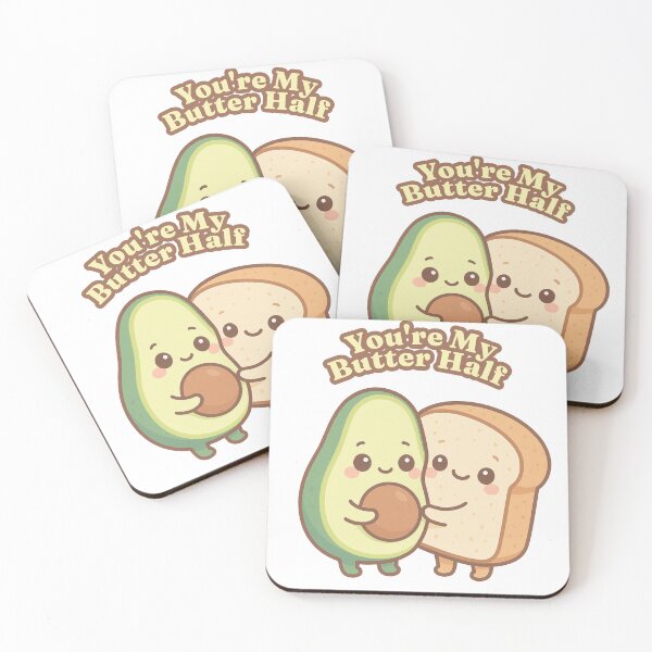 Item preview, You’re My Butter Half – Cute Avocado & Sourdough Kawaii Sticker designed and sold by jonkiwi.