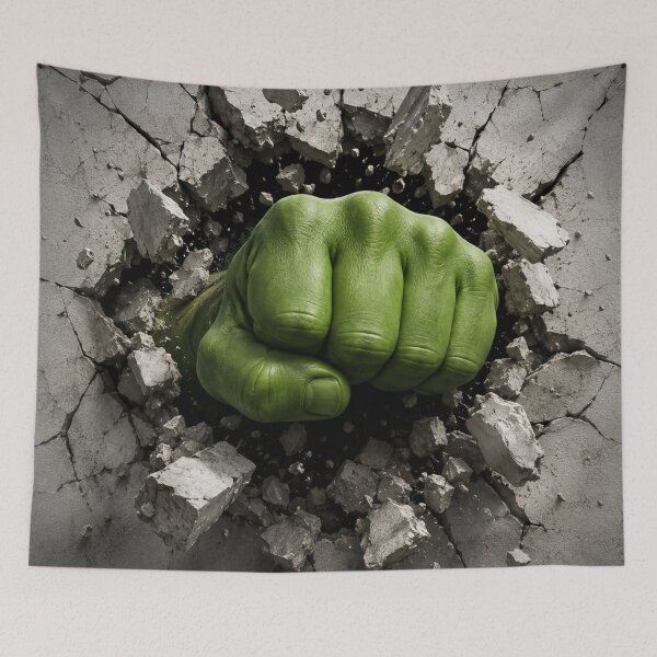 Item preview, Green Monster Fist Smashing Through Concrete Wall designed and sold by MKDSN.