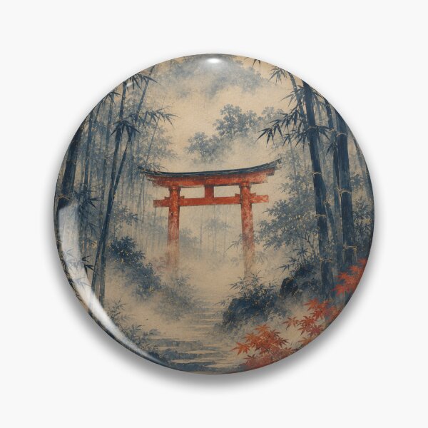 Item preview, Misty Bamboo Forest Torii | Japanese Ukiyo-e Style Shrine Path designed and sold by K's Studio Japan.