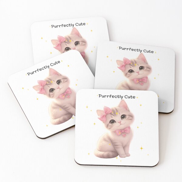 Item preview, Purrfectly Cute Kitten Pink Bow kawaii cat desing designed and sold by teeNova Wear.