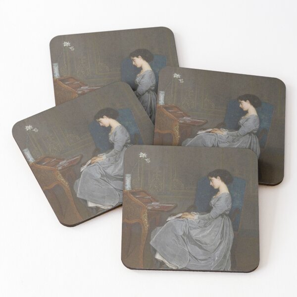 Item preview, Contemplation by Auguste Toulmouche - Victorian Woman Writing Letter Print | Classical Interior Wall Art | Vintage Fine Art Decor designed and sold by RickE.